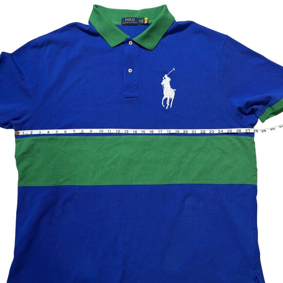 Polo Ralph Lauren 3XB Rugby Polo Shirt Blue Green Big Pony Logo Preppy - Picture 6 of 8